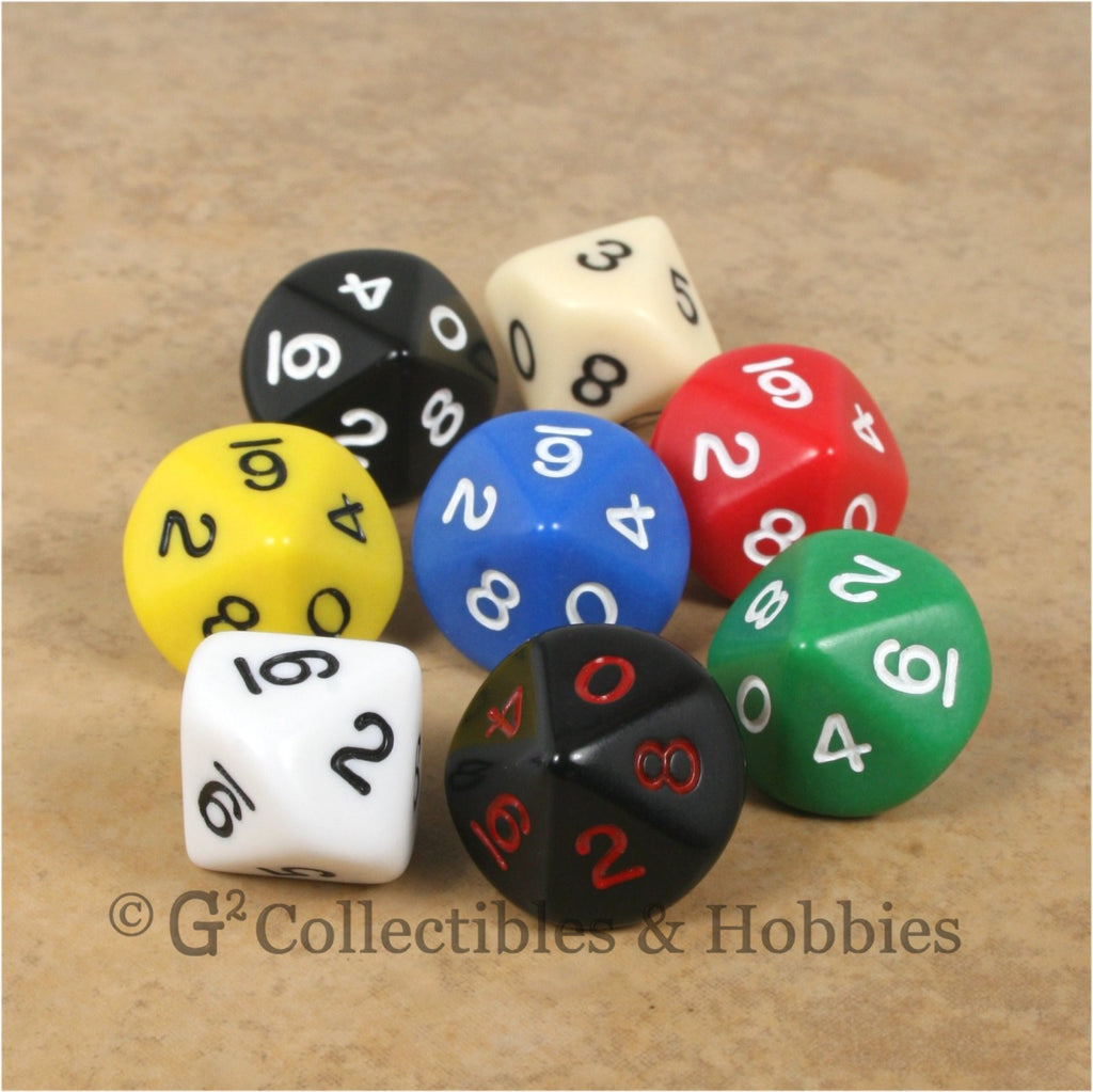 D10 RPG Dice Set : Opaque 8pc