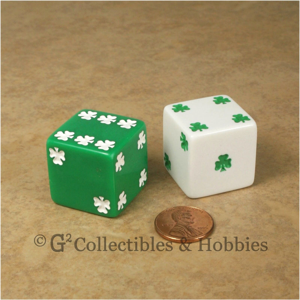 D6 25mm Jumbo Lucky Shamrock Dice Pair