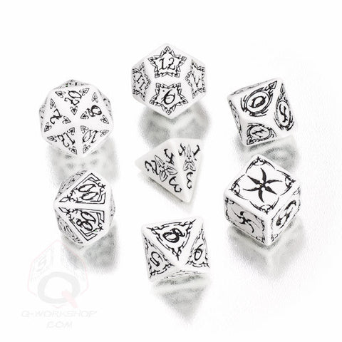 RPG Dice Set Tribal White with Black 7pc