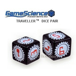 Pair of Traveller RPG Gamescience Sunburst Dice