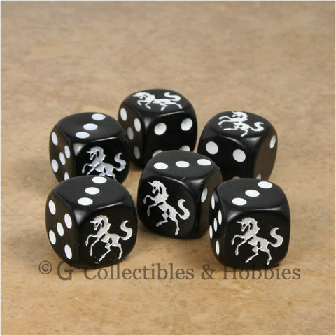 Unicorn 6pc Dice Set - Black