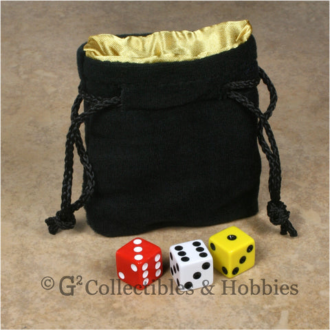 Dice Bag: Small Black Velvet with Yellow Gold Satin Lining