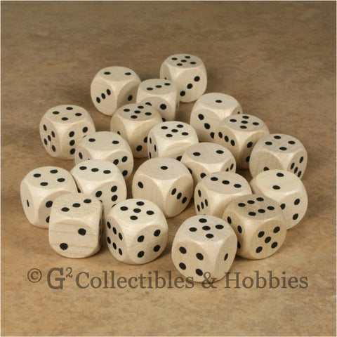D6 16mm Wood (Clear Stained) 20pc Dice Set
